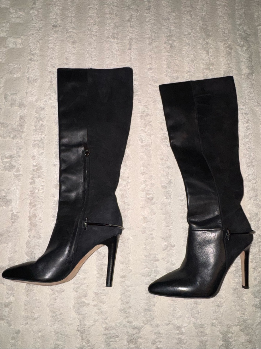 Sam Edelman Black Calf-height Pointed-Toe Stiletto Boots